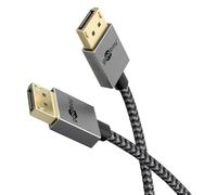 goobay Câble DisplayPort Slim 1 m jusqu'à 8K @ 120 Hz ou 4K @ 240 Hz, 40 Gbit/s, design ultra fin, compatible avec Daisy Chaining, pour écran ou projecteur Noir 77444