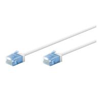 goobay - Câble patch slim/ultra flexible RJ45 CAT 6A U/UTP CU/Câble Ethernet fin avec connecteurs courts / 10 Gbit/s LSZH - Protection anti-torsion - Blanc - 0,15 m 74244