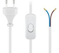Goobay Câble Euro à confectionner avec interrupteur, 1,5 m, blanc, blanc - fiche Euro (type C, CEE 7/16) > extrémités de câble libres