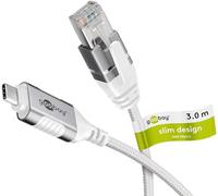 goobay Câble fin USB-C 3.1 vers RJ45 Ethernet CAT 6 Câble adaptateur/Connexion Internet filaire stable avec routeur/commutateur réseau/Adaptateur USB vers RJ45 / 1 Gbits / 3 m/Blanc / 74388