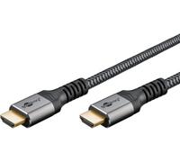 goobay Câble HDMI 2.0 ultra-flexible, Ethernet, 18 Gbit/s, 15 m | 4K/60Hz (3840x2160), gaine en nylon, HDR, HEC, HDCP, CEC, eARC, pour PS5, Xbox, Fire TV, Apple TV, Blu-ray