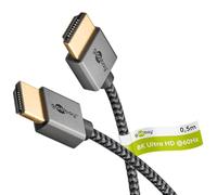 Goobay 75756 Plus Series Slim Ultra High-Speed HDMI™-Kabel, 0.5 m, schwarz-Silber - 8K/60Hz