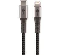 goobay Câble Lightning Apple - Certifié MFi - Câble textile premium extra-résistant avec connecteurs métalliques - USB-C vers Lightning - 0,5m