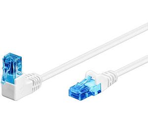 Goobay Câble patch CAT 6A 51537 - Fiche à 90° - Câble réseau Ethernet, Playstation, Xbox, LAN, DSL, U/UTP, RJ45 - Blanc - 2 m