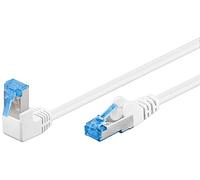 goobay Câble Patch Cat 6A Haute Vitesse avec fiche 90 degrés Ethernet PlayStation, Xbox, DSL, PimF, fiche RJ45, Blanc, 0,25 m 51562