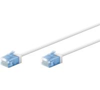 goobay Câble patch slim/ultra flexible RJ45 CAT 6A U/UTP CU/Câble Ethernet fin avec connecteurs courts / 10 Gbit/s LSZH - Protection anti-torsion - Blanc - 0,5 m 74285