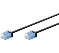 goobay Câble patch slim/ultra flexible RJ45 CAT 6A U/UTP CU/Câble Ethernet fin avec connecteurs courts / 10 Gbit/s LSZH - Protection anti-torsion - Noir - 0,5 m 74232