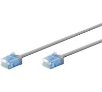 goobay Câble patch slim/ultra flexible RJ45 CAT 6A U/UTP CU/Câble Ethernet fin avec connecteurs courts / 10 Gbit/s LSZH - Protection anti-torsion - Gris - 5 m 74225