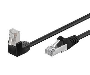 Goobay Câble RJ45 CAT5e avec 1 tête coudée 90° Noir - 0,50m