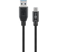Goobay Câble USB-C™ vers USB A 3.0, noir, 1 m - USB 3.0 mâle (type A) > USB-C™ mâle