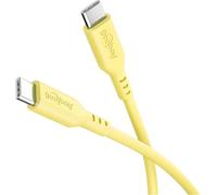 goobay Câble USB-C vers USB-C en silicone 1,5 m, jaune - Charge rapide 60 W PD, transfert de données 480 Mbit/s, flexible, anti-emmêlement, pour smartphones, ordinateurs portables, consoles, etc.