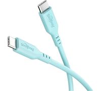 goobay Câble USB-C vers USB-C en silicone 1,5 m, turquoise - Charge rapide 60 W PD, transfert de données 480 Mbit/s, flexible, anti-emmêlement, pour smartphones, ordinateurs portables, consoles, etc.