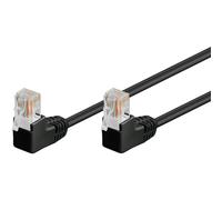 Goobay - Cat 5e Câble Patch 2x 90° Coudé, U/utp, Noir, 1 M, Conducteur En Aluminium Plaqué Cuivre (cca), 2x Prise Rj45 90° (8p8c). Longueur De Câble 1 M