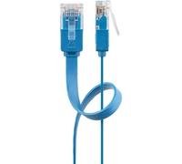 Goobay CAT 6 Câble Patch Plat, U/UTP, bleu conducteur en cuivre (CU) 1m