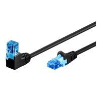 Goobay CAT 6A Câble Patch 1x 90° Coudé, U/UTP 10m Noir CCA taquet d'ârret en haut