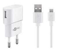 Goobay - Charge Kit Micro-usb (5 W), Adaptateur Secteur Avec Câble Micro-usb 1 M (blanc).