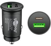goobay Chargeur de Voiture Double Port USB Adaptateur Allume-Cigare Power Delivery 12V / 24V Voiture Mini USB C Adaptateur Chargeur Rapide USB A 30W 55634