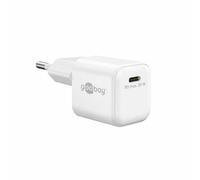goobay Chargeur USB-C 20 W, bloc d'alimentation USB-C 20 W et chargeur rapide pour smartphone, tablette, iPhone, Pro Max, iPad, adaptateur de charge PD 3.0, connecteur USB-C, adaptateur, blanc - 79151