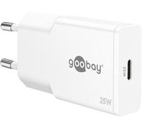 goobay Chargeur USB C Slim 25W Blanc - Adaptateur avec Technologie GaN, Power Delivery, Chargeur Compact pour Smartphone, Tablette, smartwatch, Compatible avec Apple, Samsung