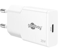 goobay Chargeur USB C Slim 25W Blanc - Adaptateur avec Technologie GaN, Power Delivery, Chargeur Compact pour Smartphone, Tablette, smartwatch, Compatible avec Apple, Samsung