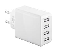 goobay Chargeur USB - Prise USB - chageur USB Multiple - Chargeur Secteur USB - Prise Murale USB - Prise Chargeur 4 Ports USB Type a 3a 30w Blanc