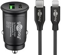 goobay - Compact 27 W Allume-Cigare USB C Distributeur / 12 V/Chargeur de Voiture Compact/Chargeur de Voiture USB C Power Delivery/Charge Rapide Comprend Un câble Lightning, 72166