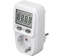 goobay Compteur électrique pour prise de courant centrale de balcon avec 5 modes d'affichage - Compteur de consommation électrique Prise avec indicateur des coûts de consommation - Compteur électrique