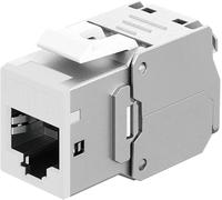 goobay Connecteur de câble LAN RJ45 Keystone avec raccord - Module STP, largeur 16,6 mm, montage LSA sans outil, CAT 6A, compatible PoE+, Ethernet 10 Gigabit, blanc - 77949