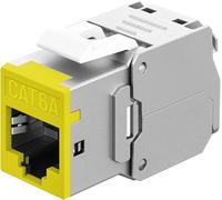 goobay Connecteur de câble LAN RJ45 Keystone avec raccord - Module STP, largeur 16,6 mm, montage LSA sans outil, CAT 6A, compatible PoE+, Ethernet 10 Gigabit, jaune - 77950