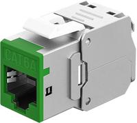 goobay Connecteur de câble LAN RJ45 Keystone avec raccord - Module STP, largeur 16,6 mm, montage LSA sans outil, CAT 6A, compatible PoE+, Ethernet 10 Gigabit, vert - 779445