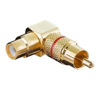Goobay Connecteur RCA 90° version Or, rouge - RCA femelle > RCA mâle