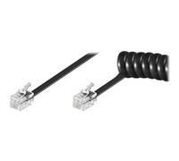 Goobay 50270 Combiné téléphonique Câble spiralé, câble plat avec prise RJ10 (4P4C) vers prise RJ10 (4P4C) ; noir ; 2 mètres
