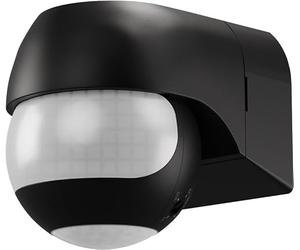 goobay Détecteur de Mouvement pour l'extérieur, IP44, 2 capteurs, Protection Contre Le rampement à 180° et 360°, Zone de détection 12 m, inclinable et pivotant, Noir - 79597