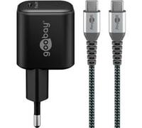 goobay Ensemble de charge USB-C, PD, 65 Watt, câble textile USB-C, Chargeur