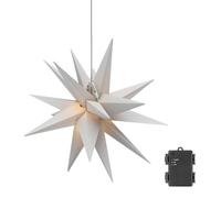 goobay Étoile de Noël LED 3D Ø 56 cm/étoile avec 18 pointes et minuteur/décoration de Noël/étoile LED pour ambiance/LED à piles/décoration murale/étoile illuminée 64788, Blanc