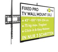 Goobay Fixe Pro Support Mural TV (XL) 43-100 Pouces - Max 75 kg - Montage Facile et Sécurisé avec Verrouillage Automatique - Compatible VESA - Mouvement Pivotant - QLED/LED - Noir 78781