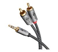 Goobay Câble audio 65288 – RCA vers jack 3,5 mm, 2 m, gaine textile, plaqué or