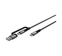Goobay Câble 70277 2-en-1 USB-C vers USB-C/USB-A textile 60 W 480 Mbit/s 1 m