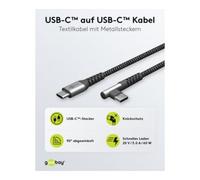 Goobay Câble USB-C 64659 – angle 90°, 60 W/20 V, fiche métallique anti-torsion, 1 m