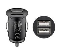 Goobay 71897 Double Chargeur USB de Voiture, 4.8 A, Noir, 25.5mm Diamètre, 41mm
