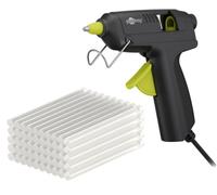 goobay Hot Glue Gun 20W incl. 50 bâtons de colle - pour bâtons de 7 mm, câble de 1m, temps de chauffe rapide 3-4 min, réparations ou bricolage, polyvalent pour la céramique, le bois, le métal, le cuir