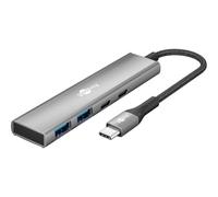 goobay Hub USB-C 4 Ports Slim - 1x C + 3X A (USB 3.2), SuperSpeed 5Gbit/s, boîtier Aluminium, Compatible avec MacBook, iPhone, Android, SSD, Windows/macOS/Linux, 76563