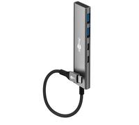 goobay Hub USB-C 4 Ports Slim - 1x C + 3X A (USB 3.2), SuperSpeed 5Gbit/s, boîtier Aluminium, Compatible avec MacBook, iPhone, Android, SSD, Windows/macOS/Linux, 76563