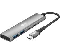 goobay Hub USB-C 4 Ports Slim - 1x C + 3X A (USB 3.2), SuperSpeed 5Gbit/s, boîtier Aluminium, Compatible avec MacBook, iPhone, Android, SSD, Windows/macOS/Linux, 76563