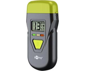 goobay Humidimètre pour bois, béton, crépi, murs - Humidimètre numérique avec écran LCD, affichage de la température, système d'alerte LED, fonction de maintien - Compact et précis - 77832