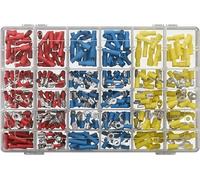 goobay Jeu de cosses, isolées, 480 pièces - 30 types différents de cosses à sertir dans l'assortiment - cosses plates, anneaux de câble et raccords de bout à bout. Boîte de rangement incluse - 80211