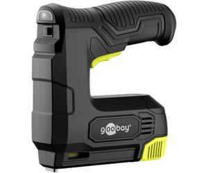 goobay Kit agrafeuse électrique 2en1 avec batterie 4 V - peut être équipé d'agrafes ou de clous - pour les travaux de tapisserie, de menuiserie ou de rénovation - câble de chargement inclus - 77819