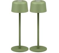 goobay lampe de table LED sans fil 25 cm, 3 niveaux de luminosité, contrôle tactile, 150 lm, 3000 K, blanc chaud, IP44, boîtier métallique, y compris câble de charge USB-C - vert, 77677 (Lot de 2)