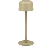 goobay lampe de table LED sans fil 25 cm, 3 niveaux de luminosité, contrôle tactile, 150 lm, 3000 K, blanc chaud, IP44, boîtier métallique, y compris câble de charge USB-C - beige, 77678