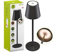 goobay Lampe de table LED sans fil (37 cm), intensité variable, commande tactile, 170 lm, blanc chaud 3000K, batterie jusqu'à 20 heures, boîtier métallique, avec câble de chargement USB-C-noir, 77673